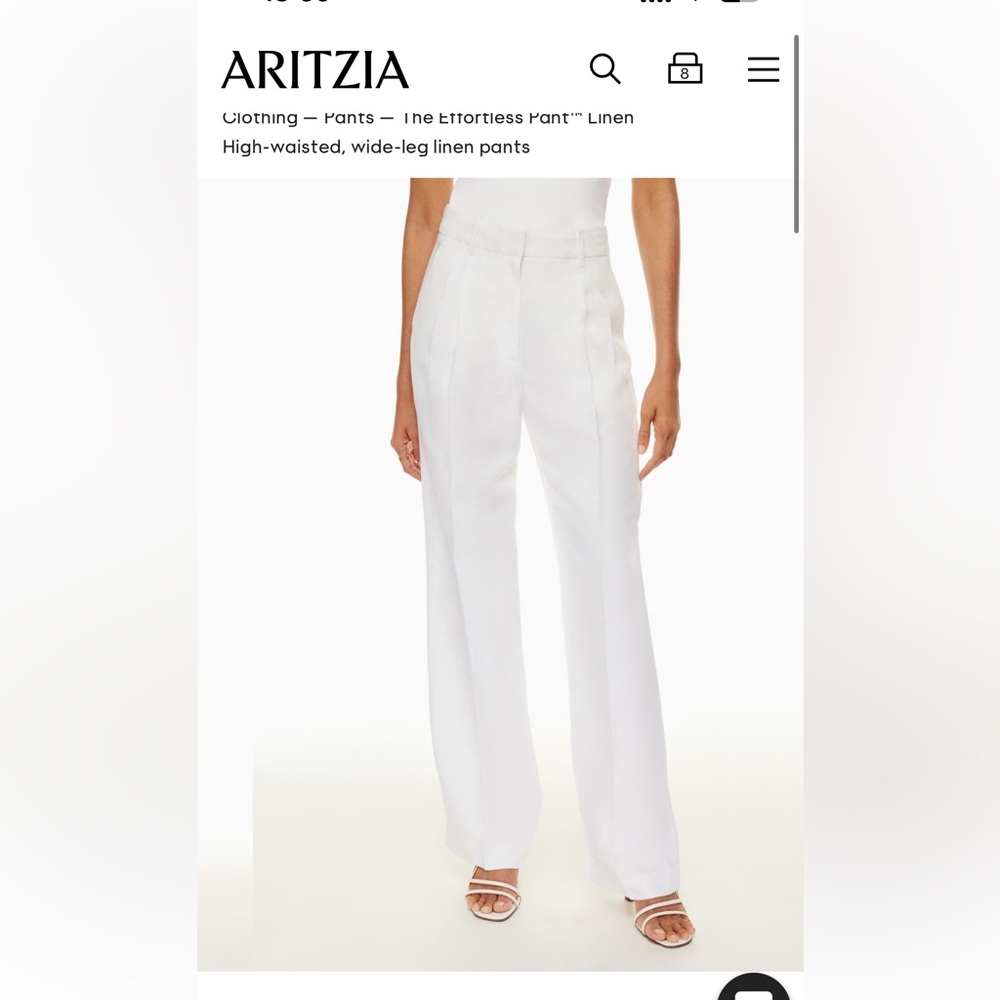 Aritzia white linen effortless pant size 8